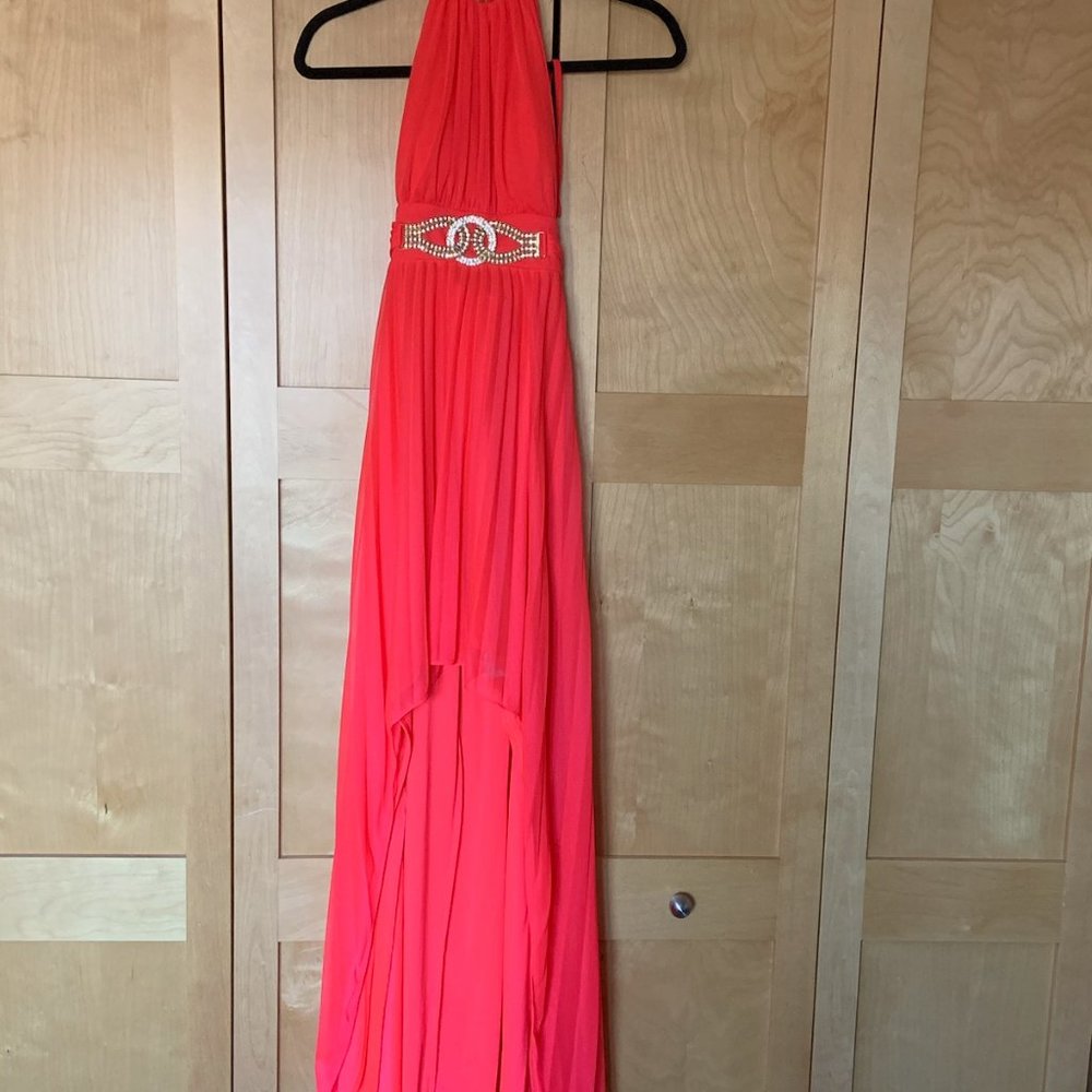 Coral Halter High Low Dress